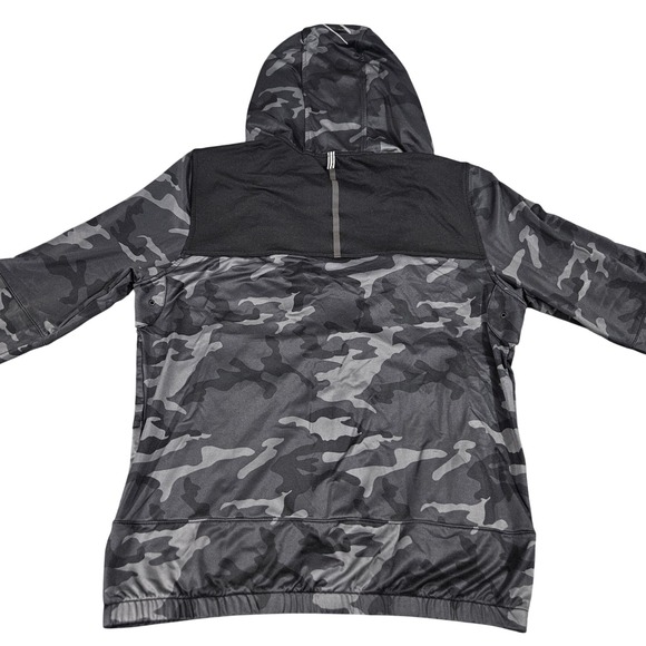 American Eagle Softshell Hoodie Jacket L Black Gray Camo Zip Front Street Dark - Picture 2 of 9